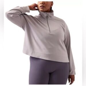 Athleta Seasoft 1/4 Zip Quarter-Zip Sweatshirt in Purple Tinsel Gray